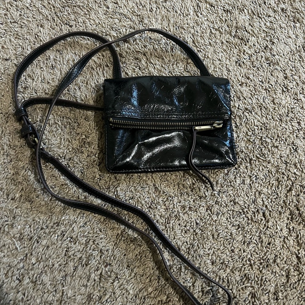HOBO Shiny Black Crossbody Bag